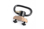 Metal QD strap clip with holder for keymod/m-lok black/tan