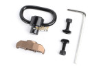 Metal QD strap clip with holder for keymod/m-lok black/tan